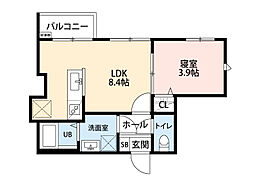 COCO川越 2階1LDKの間取り
