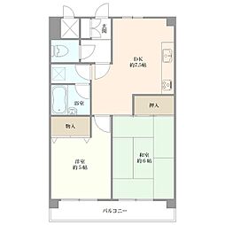 ホポロ東万代 2DKの間取図画像