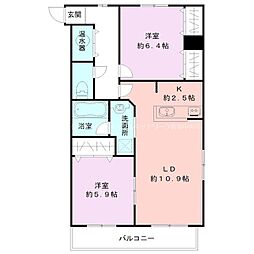 ホポロ美咲町 2LDKの間取図画像