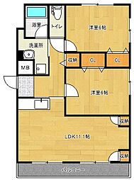 T&K姥ケ山 2LDKの間取図画像