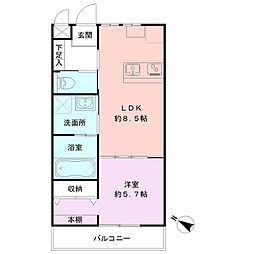フェルディ女池西 1LDKの間取図画像