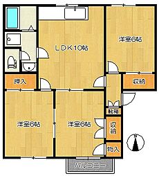 プリオール女池A 3LDKの間取図画像