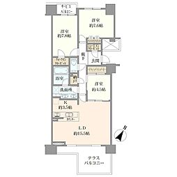 シティハウス川端町 3LDKの間取図画像