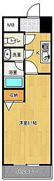 ヒルズ川端 1Kの間取図画像