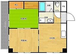 ユートピア三愛新島 2DKの間取図画像