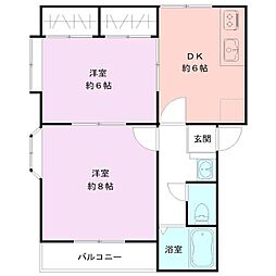 RENO長嶺2 2DKの間取図画像