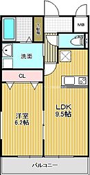 グランK2 1LDKの間取図画像