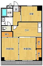 紫竹山ガーデンハイツ 3DKの間取図画像