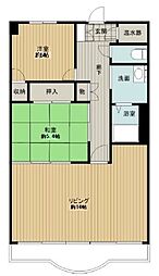 ラポール菜の花館B 2LDKの間取図画像