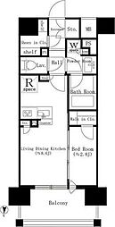 オーベルアーバンツ両国 6階1LDKの間取り