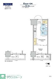 プラウドフラット錦糸町ウエスト 12階1DKの間取り