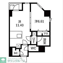 TRADIS森下 2階1LDKの間取り
