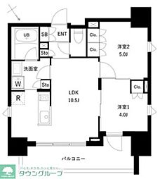 アーバンパーク住吉II 10階2LDKの間取り