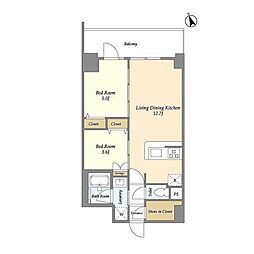 ドゥーエ南砂町 4階2LDKの間取り