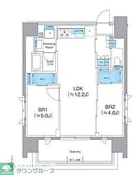 クレヴィアリグゼ錦糸町 8階2LDKの間取り