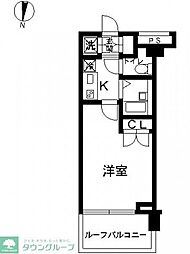 スカイコート東京ベイ東雲 4階1Kの間取り