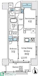 コスモグラシア浅草 2階1SLDKの間取り