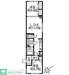 クリオ ラモード水天宮前 4階2LDKの間取り
