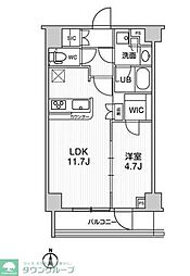 ジェノヴィア本所吾妻橋IIスカイガーデン 7階1LDKの間取り