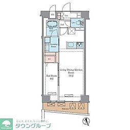ラグゼナ平井サウス 4階1LDKの間取り