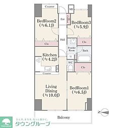 アビタシオン大島 4階3LDKの間取り