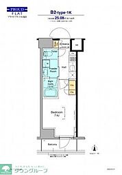 プラウドフラット木場II 6階1Kの間取り