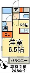 東武伊勢崎線 五反野駅 徒歩1分の賃貸アパート 2階1Kの間取り