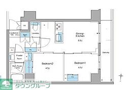 ルフォンリヴェント清澄白河 9階2DKの間取り