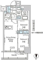 パークアクシス錦糸公園 2LDKの間取図画像