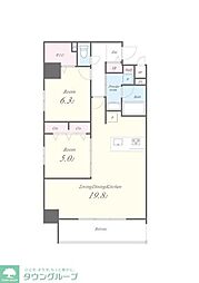 グラン クレイエル 両国 2LDKの間取図画像