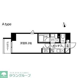 スカイコート蔵前2 1Kの間取図画像
