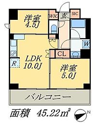 ParkAxis本所吾妻橋 2LDKの間取図画像