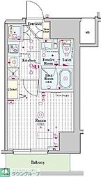 スカイコートプライムカメイド 1Kの間取図画像