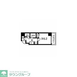 SPATIE門前仲町サウスクレスト 1Kの間取図画像