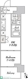 ウエリスアーバン水天宮前 1DKの間取図画像