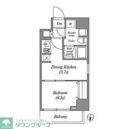 江東区亀戸2丁目マンション 1DKの間取図画像