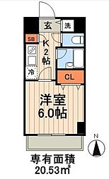 ガーラ・シティ深川森下 1Kの間取図画像
