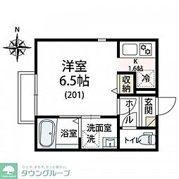 Ｌａｉｄ　Ｂａｃｋ　武蔵小杉 2階1Kの間取り