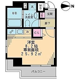 サンリュミエＳＥＩＫＯＨ 3階ワンルームの間取り