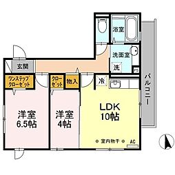 ピフォンテ綱島 3階2LDKの間取り