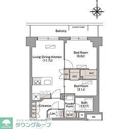 ヴェール・クレール武蔵小杉 2LDKの間取図画像