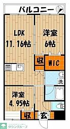 グランコンフォール武蔵新城 2LDKの間取図画像