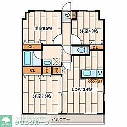 シャンティ等々力 3LDKの間取図画像