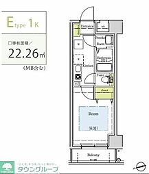 レグラス菊名 1Kの間取図画像