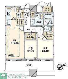 パークシティ武蔵小杉ザグランドウイングタワー 2LDKの間取図画像