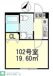 仮称元住吉新築6世帯 1Kの間取図画像