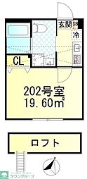 仮称元住吉新築6世帯 1Kの間取図画像