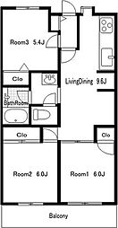 コートハウス新川崎 3LDKの間取図画像