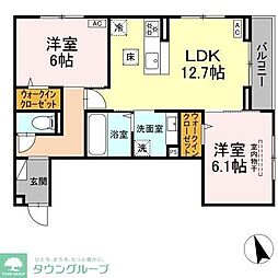 フォルテーヌ・イイクラI 2LDKの間取図画像