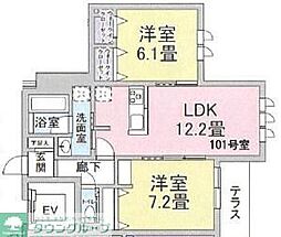 クレイドルユウシン 2LDKの間取図画像